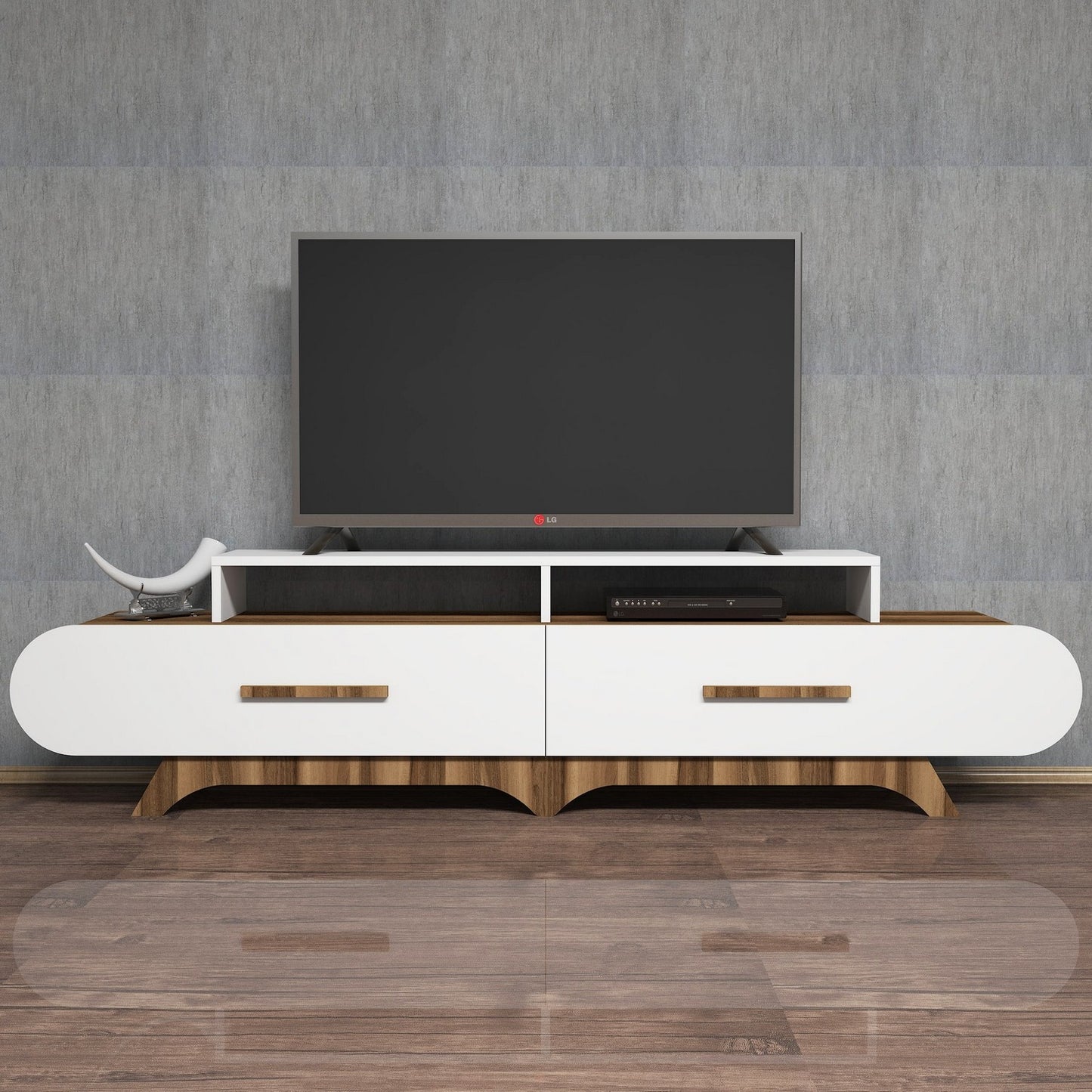 TV staliukas Flora - Walnut, White