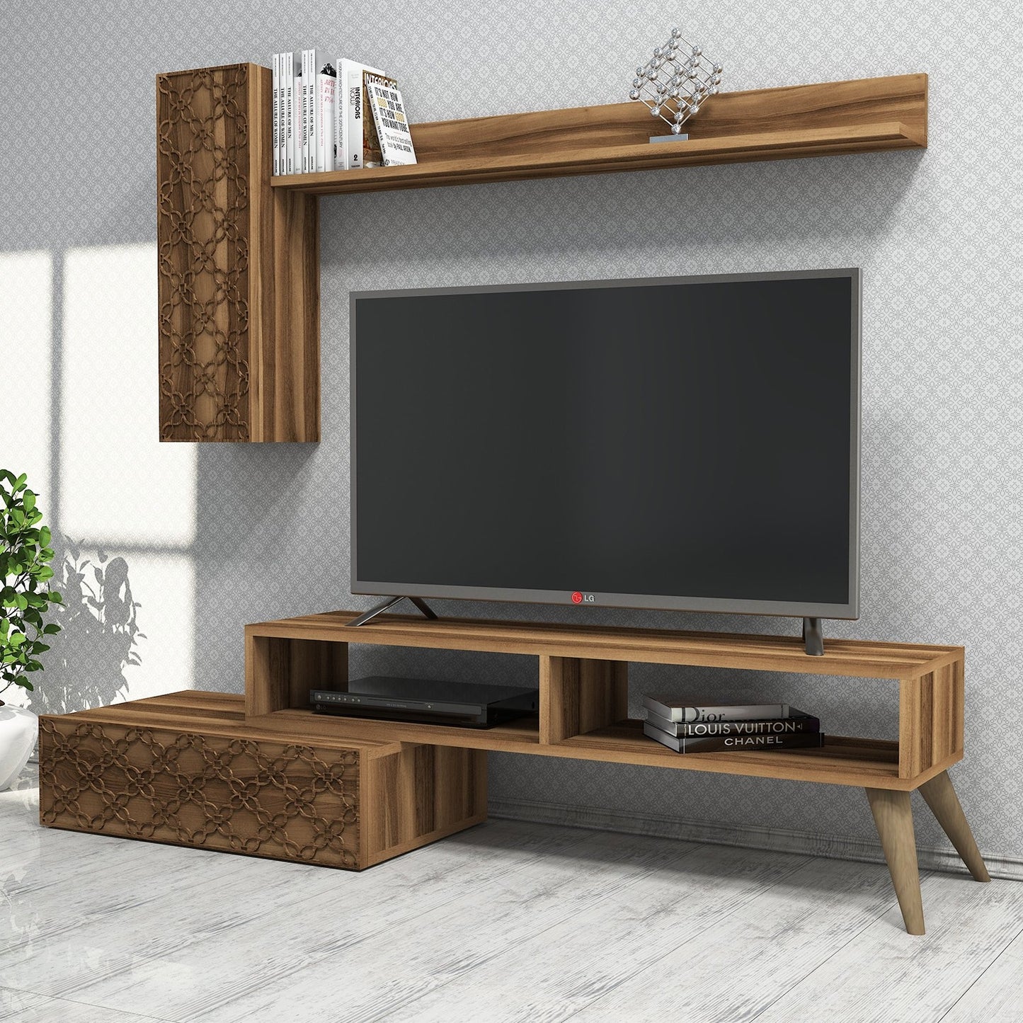 TV staliukas Planet - Walnut, Walnut