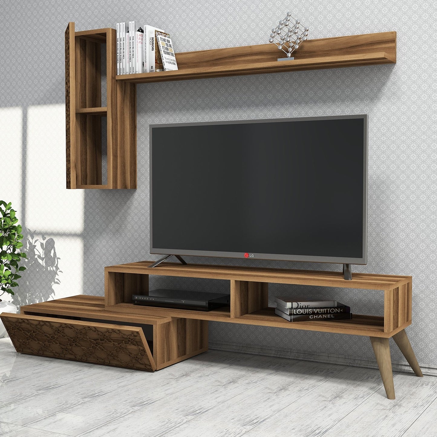 TV staliukas Planet - Walnut, Walnut