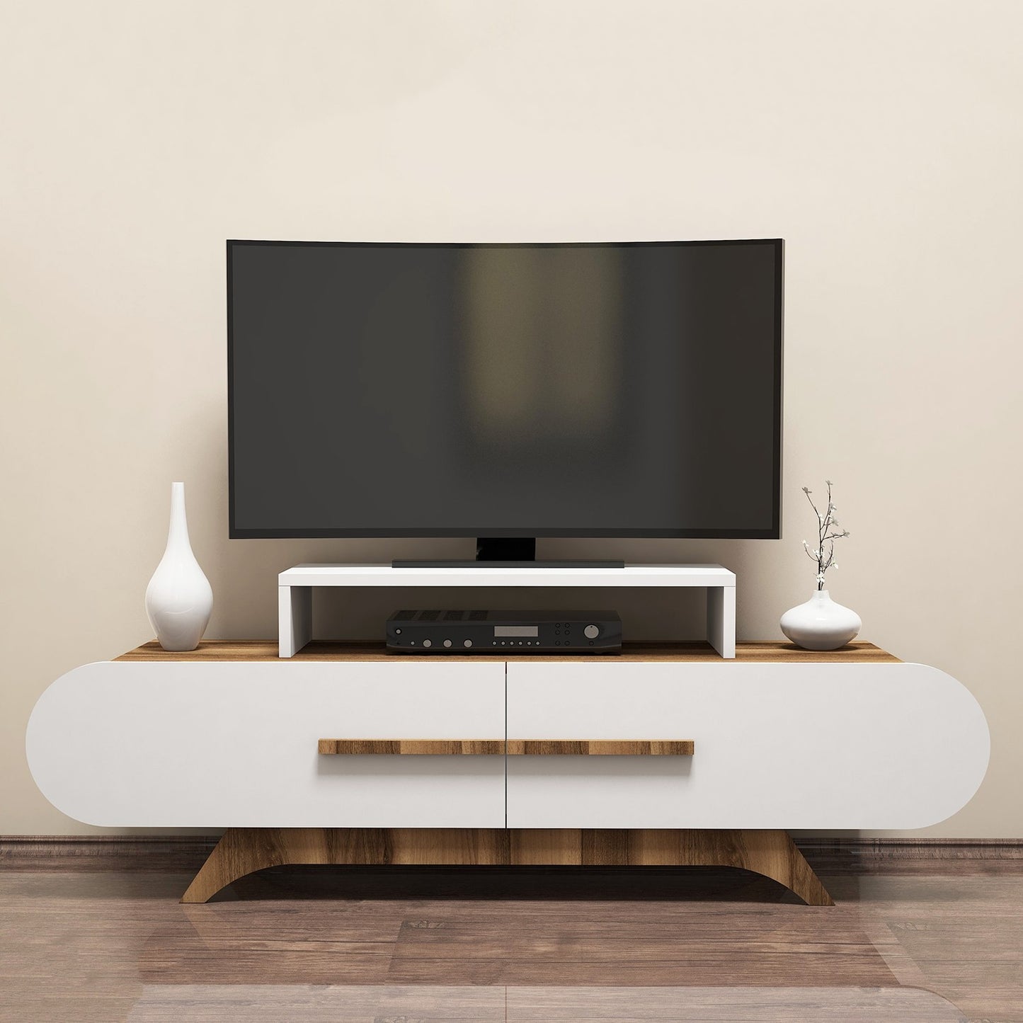 TV staliukas Rose - Walnut, White