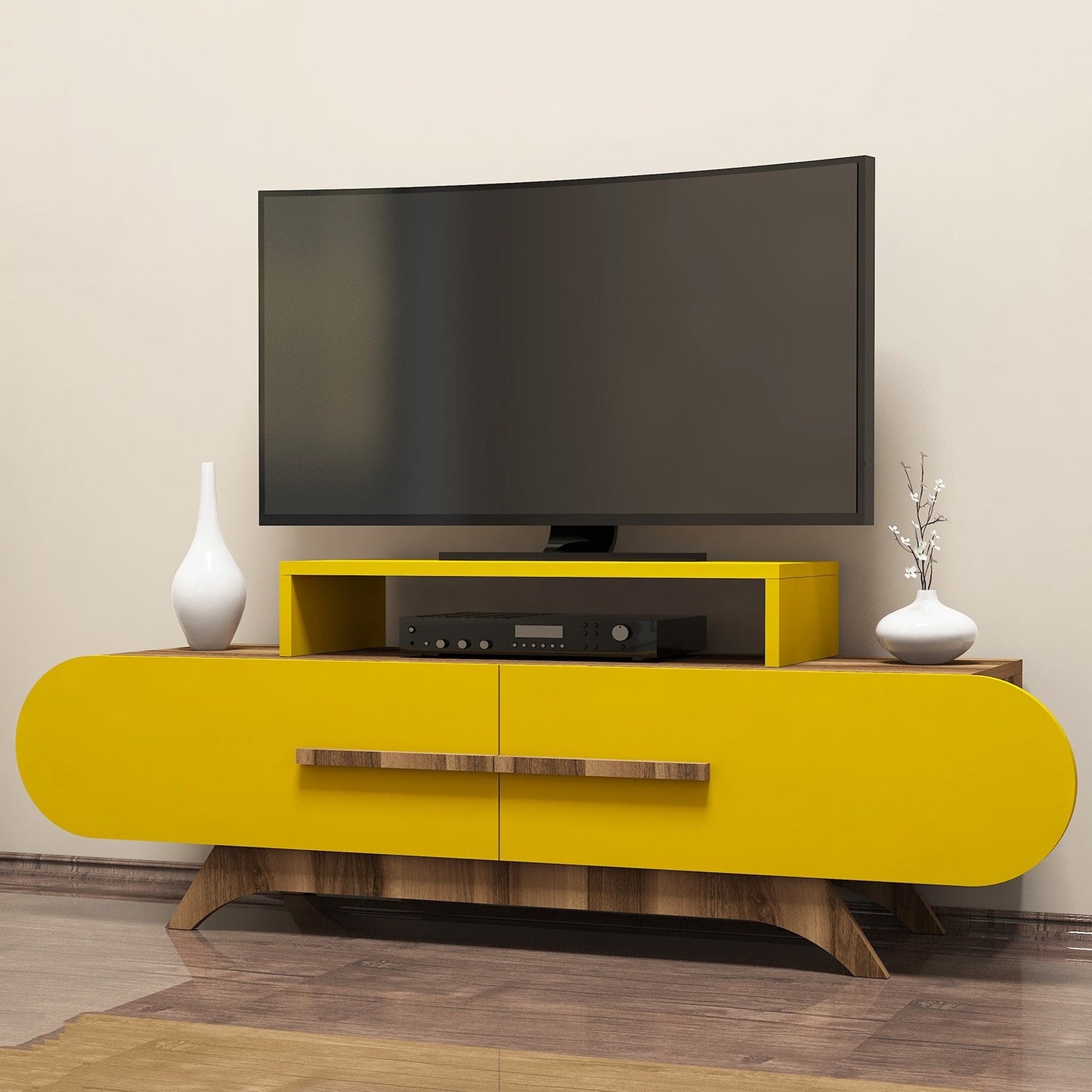 TV staliukas Rose - Walnut, Yellow