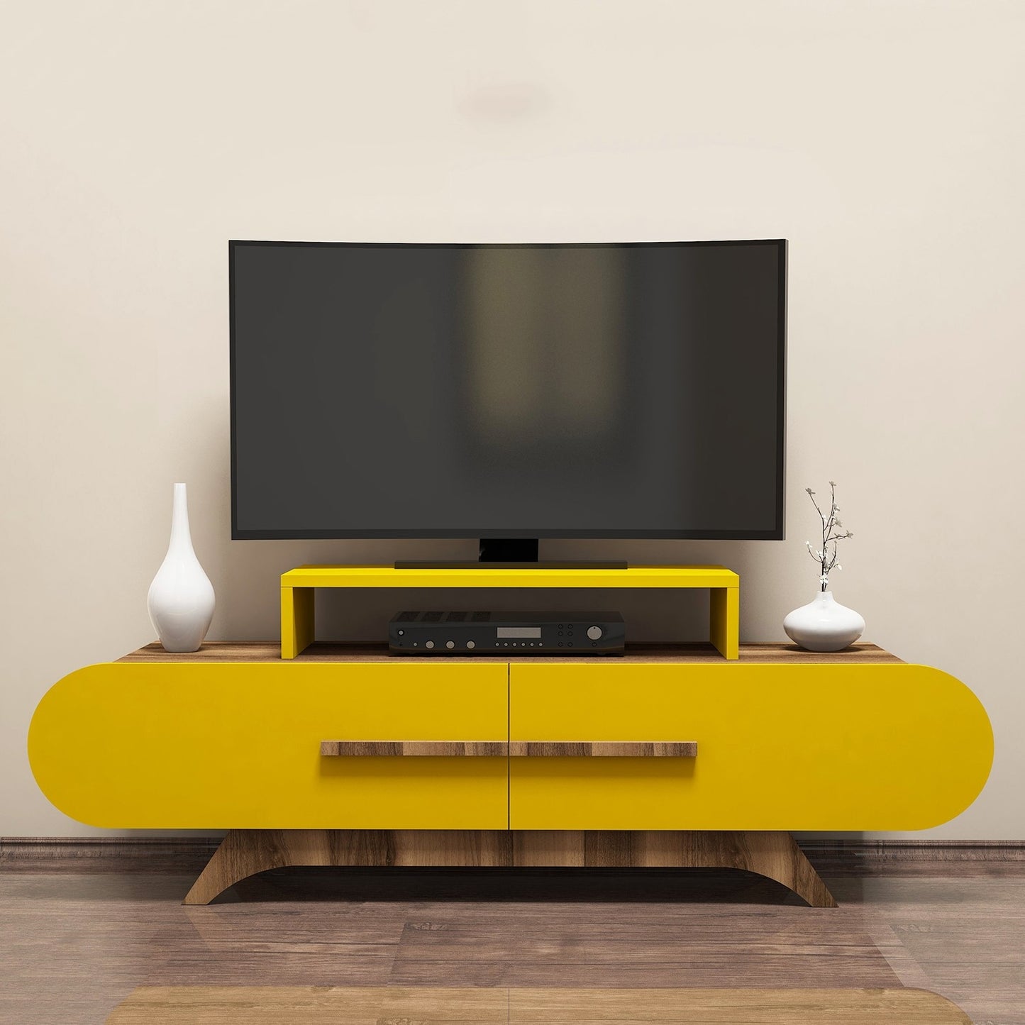 TV staliukas Rose - Walnut, Yellow