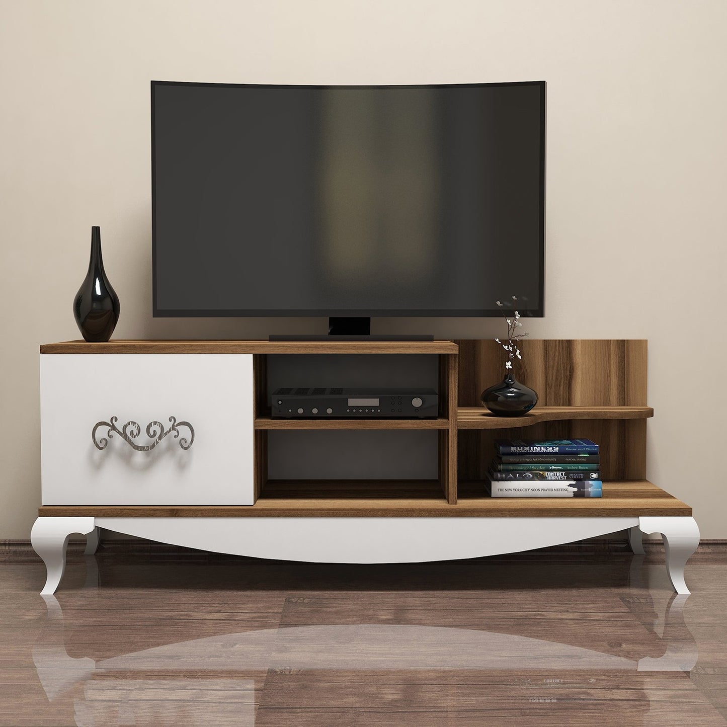 TV staliukas Sultan - Walnut, White