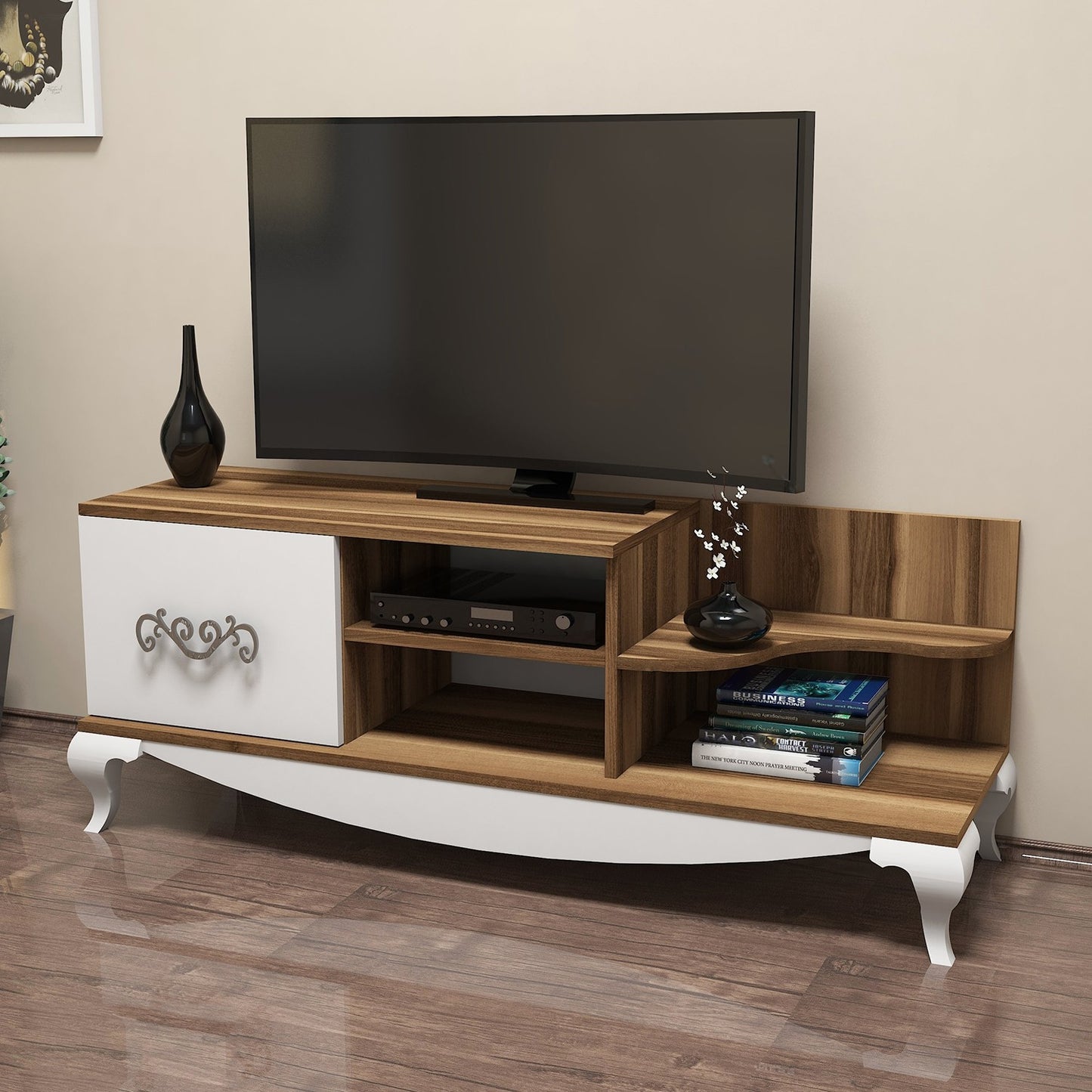 TV staliukas Sultan - Walnut, White