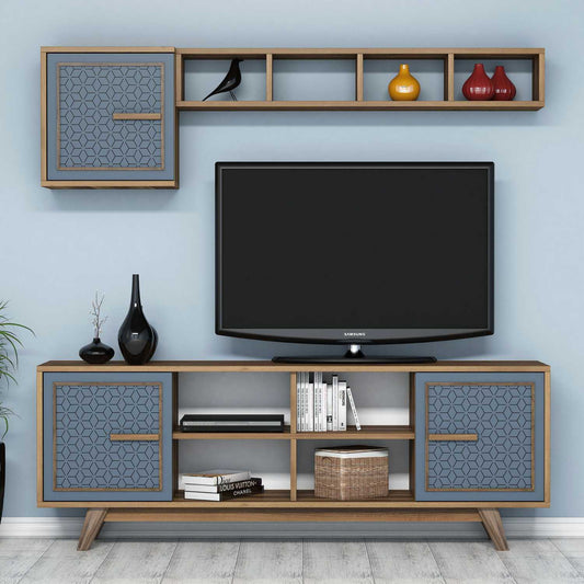 TV staliukas Ayla - Walnut, Blue