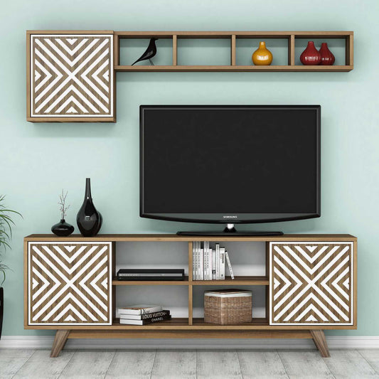 TV staliukas İnci - Walnut, White