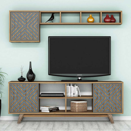 TV staliukas İnci - Walnut, Blue