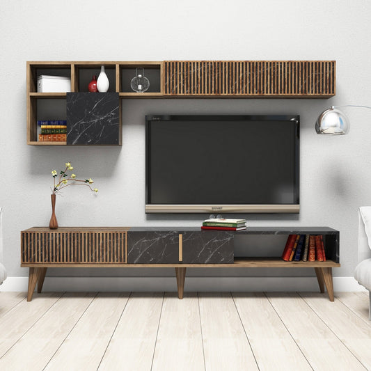 TV staliukas Milan - Walnut, Black