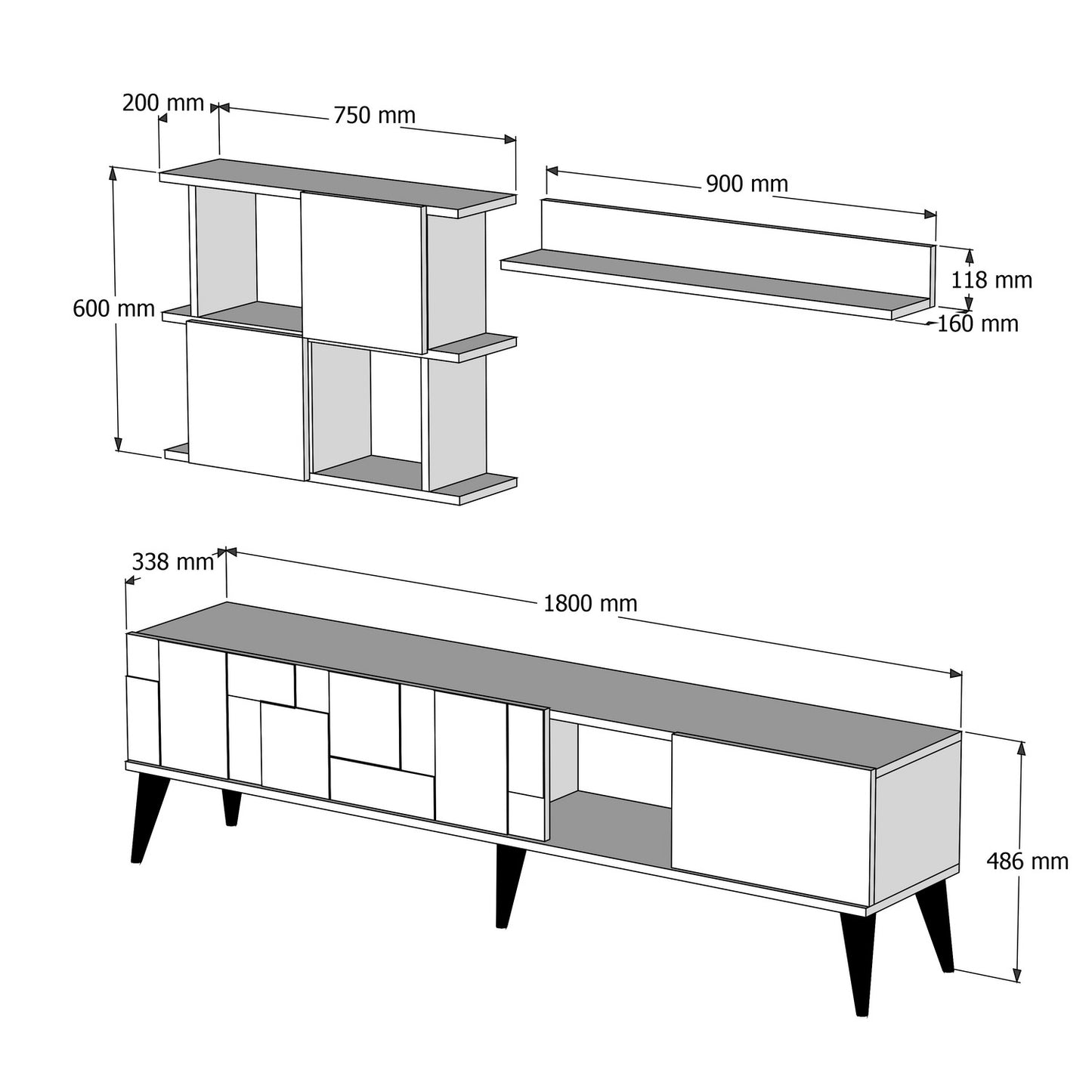 TV staliukas Madrid - Anthracite