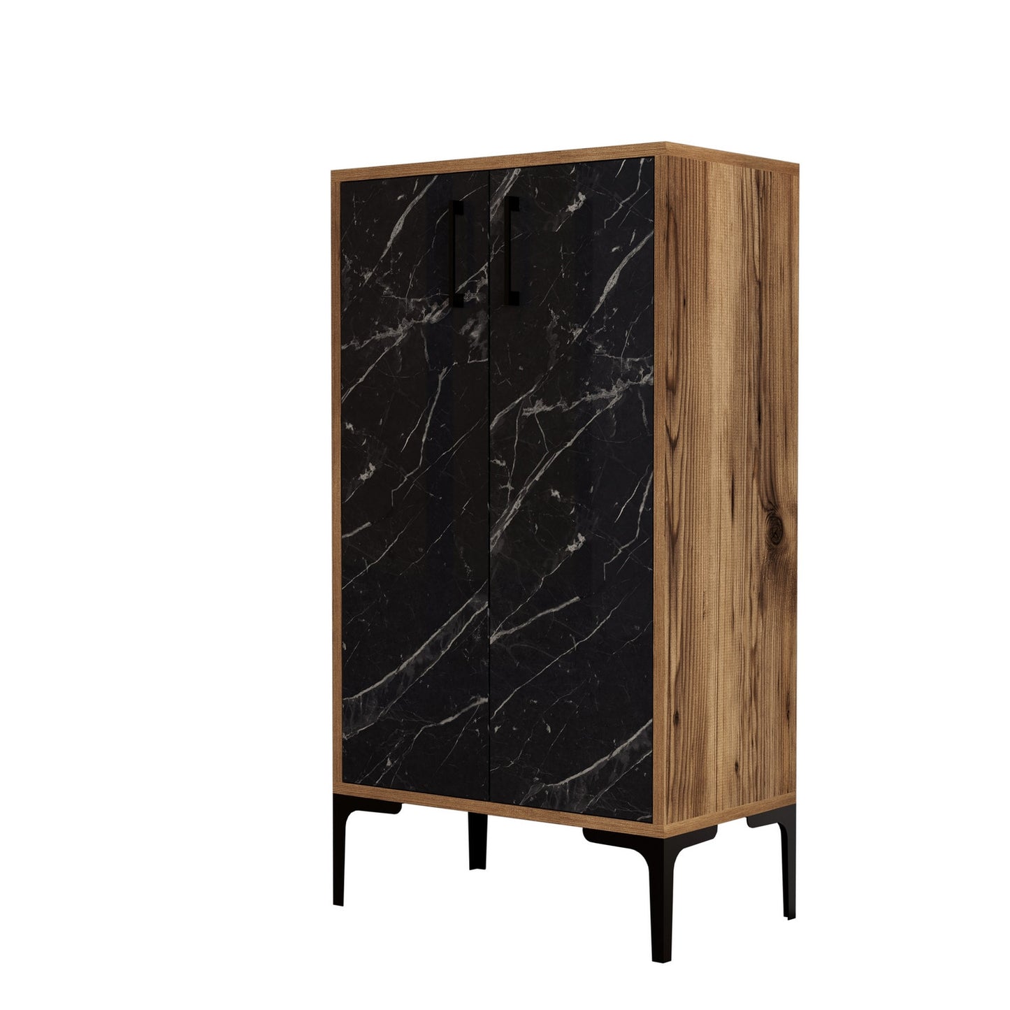 Batų dėžė Prag - Walnut, Black Marble