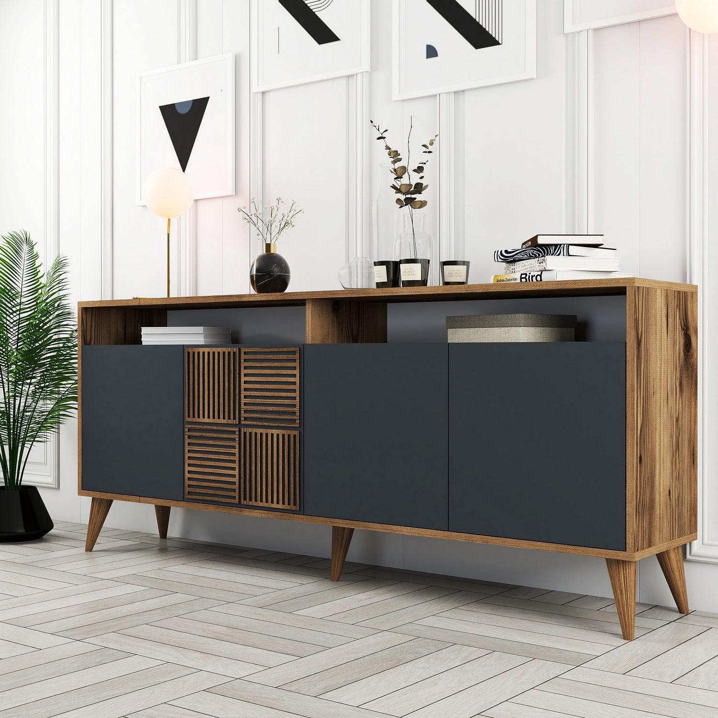 Konsolė Milan - Walnut, Anthracite