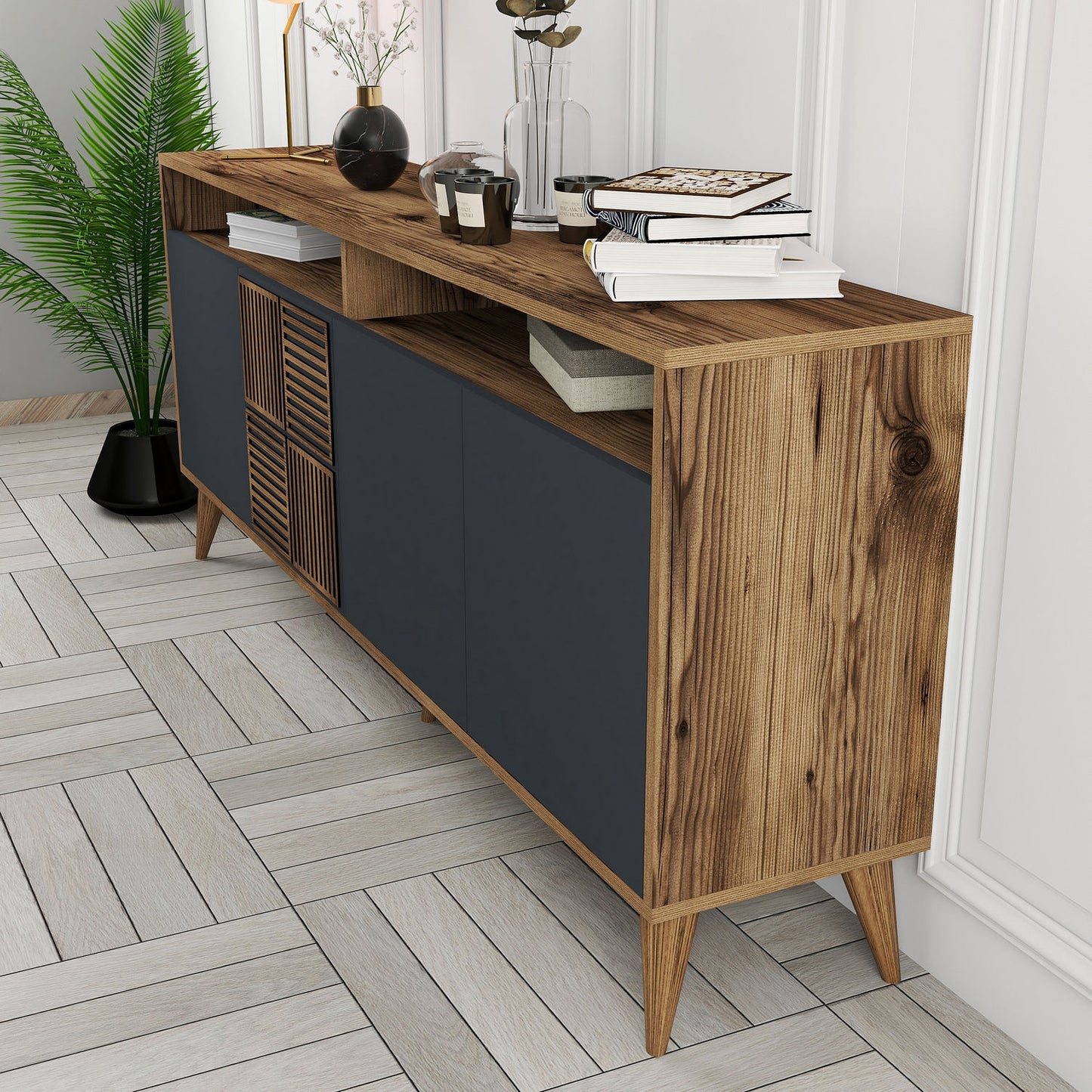 Konsolė Milan - Walnut, Anthracite