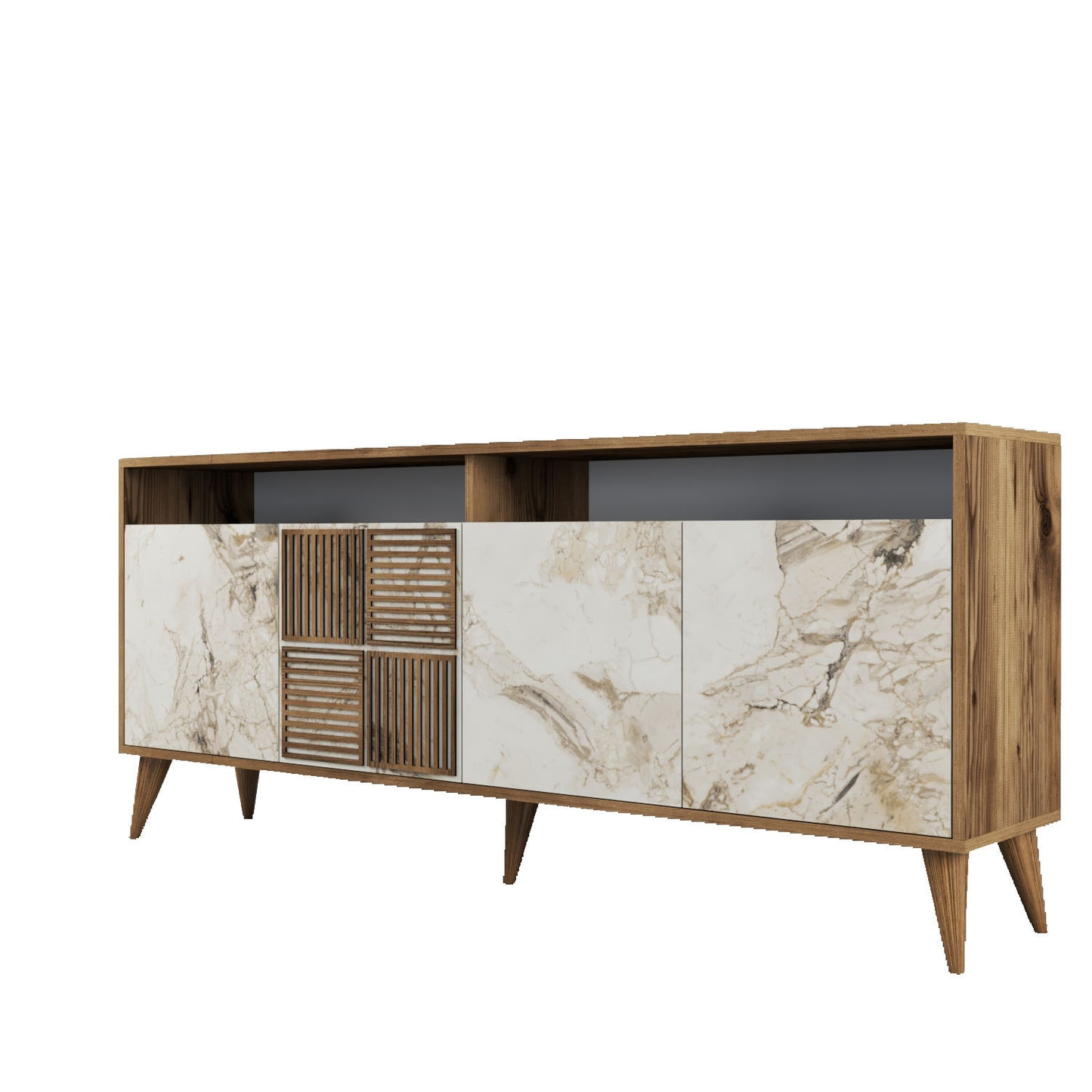 Konsolė Milan - Walnut, White Marble