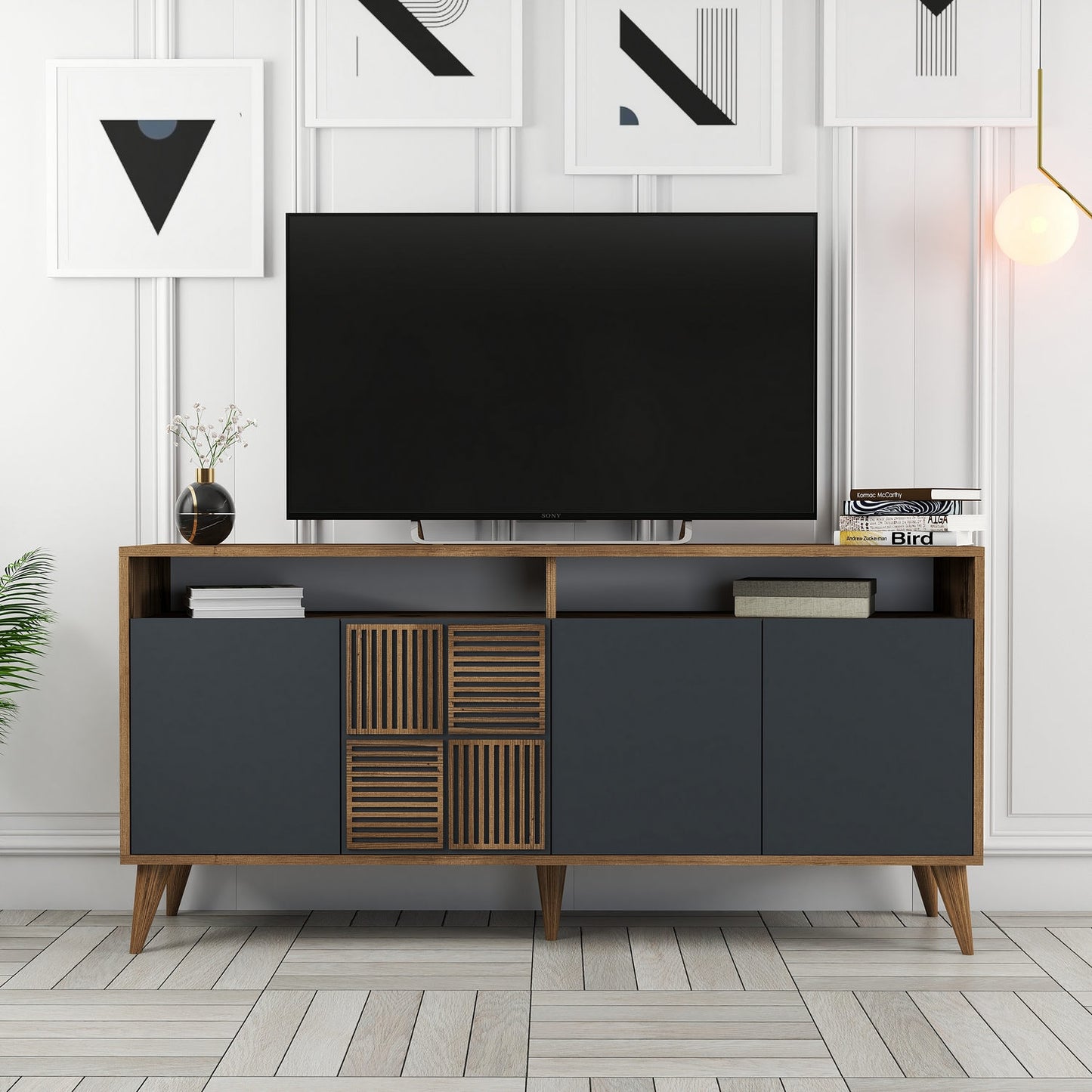 Konsolė Milan 160 - Walnut, Anthracite