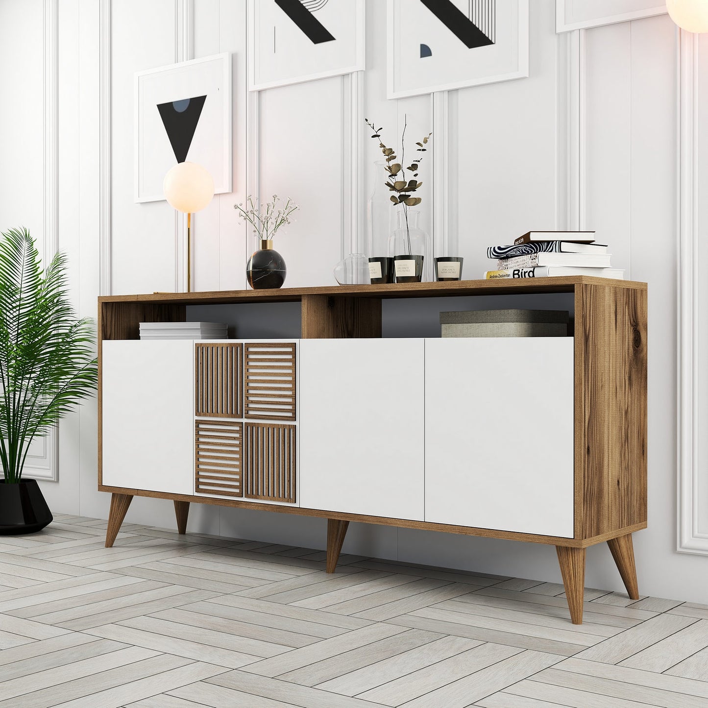 Konsolė Milan 160 - Walnut, White