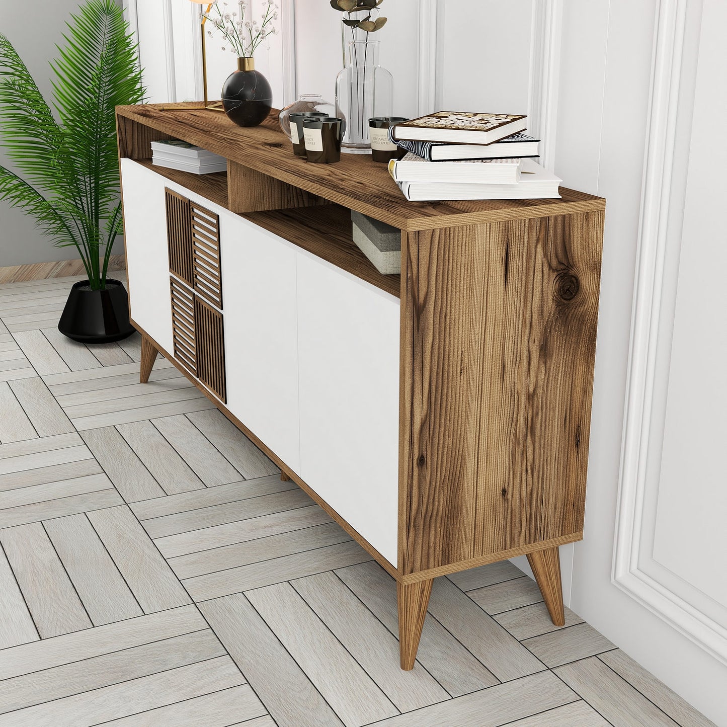 Konsolė Milan 160 - Walnut, White