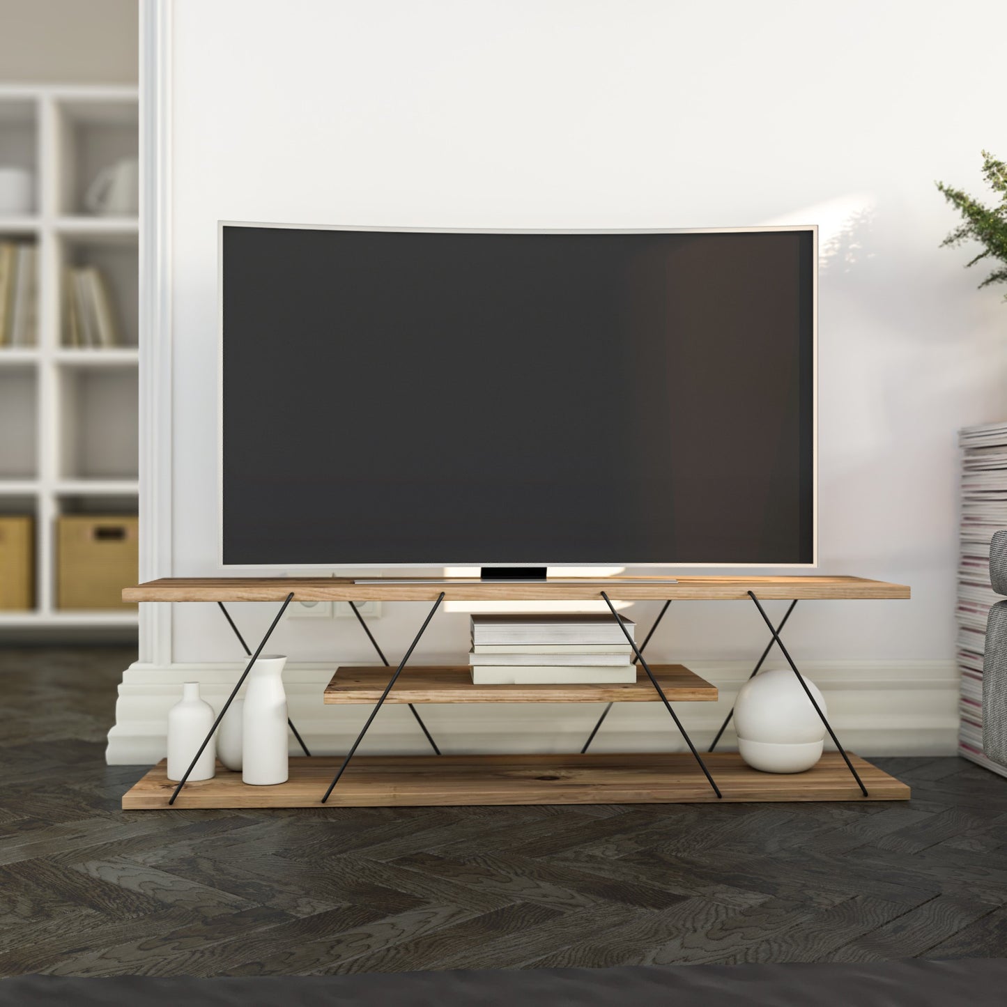 TV staliukas Canaz - Black, Walnut