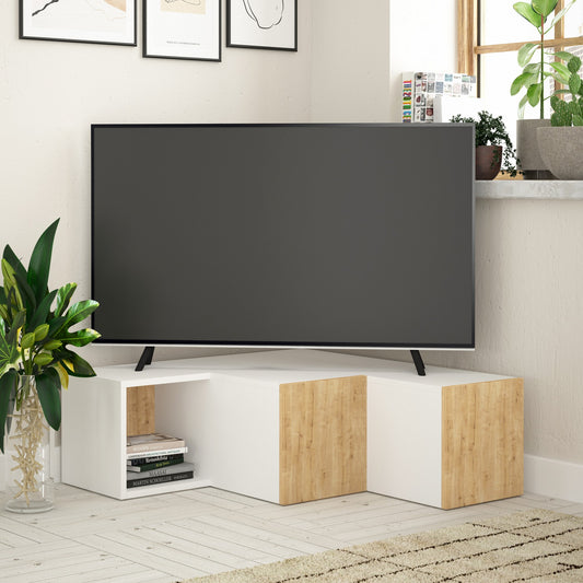 TV staliukas Compact - White, Oak