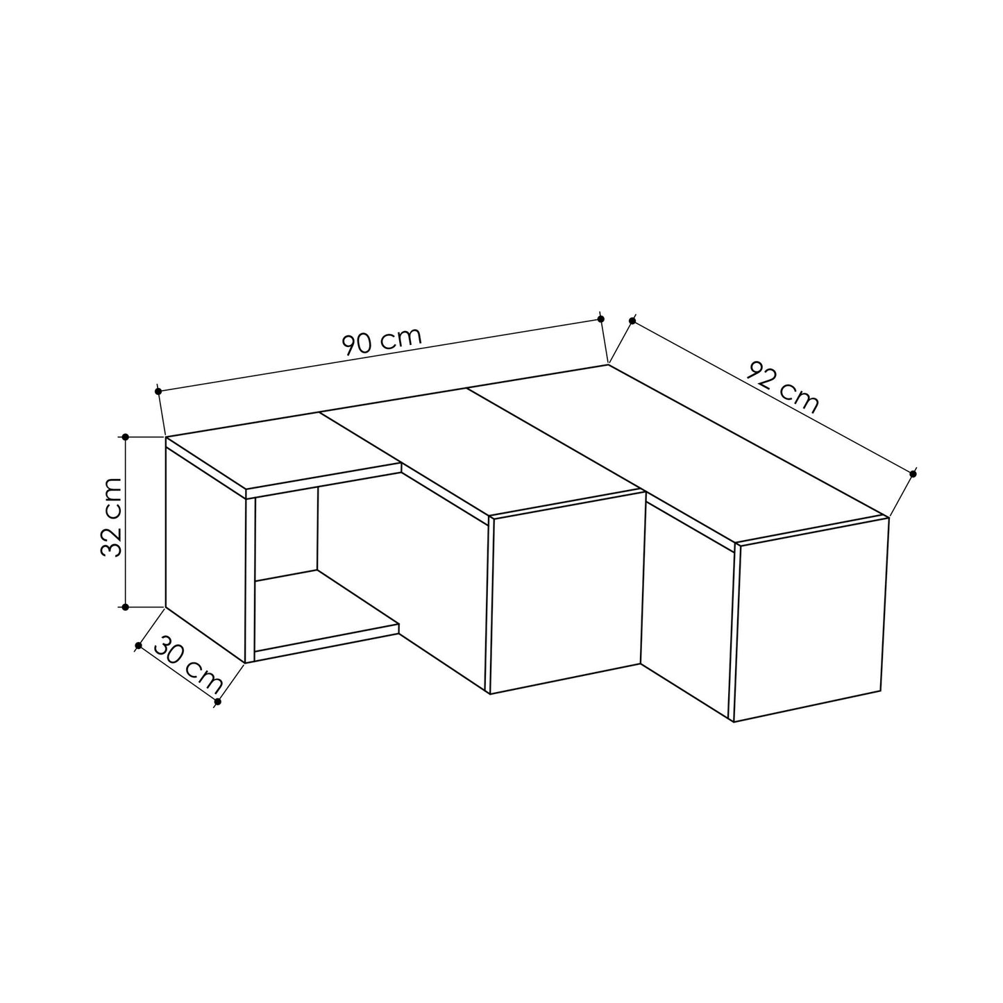 TV staliukas Compact - White, Oak