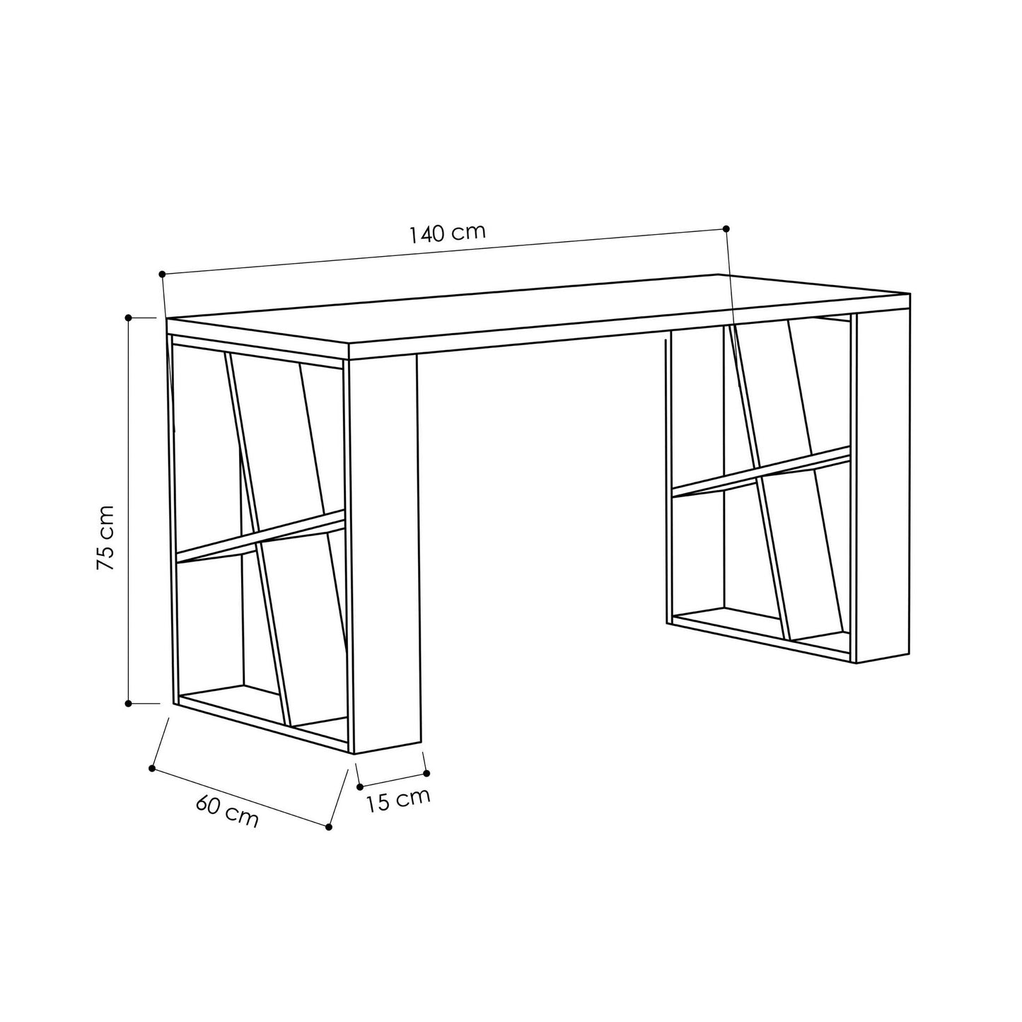 Biuro stalas Honey - White, Oak