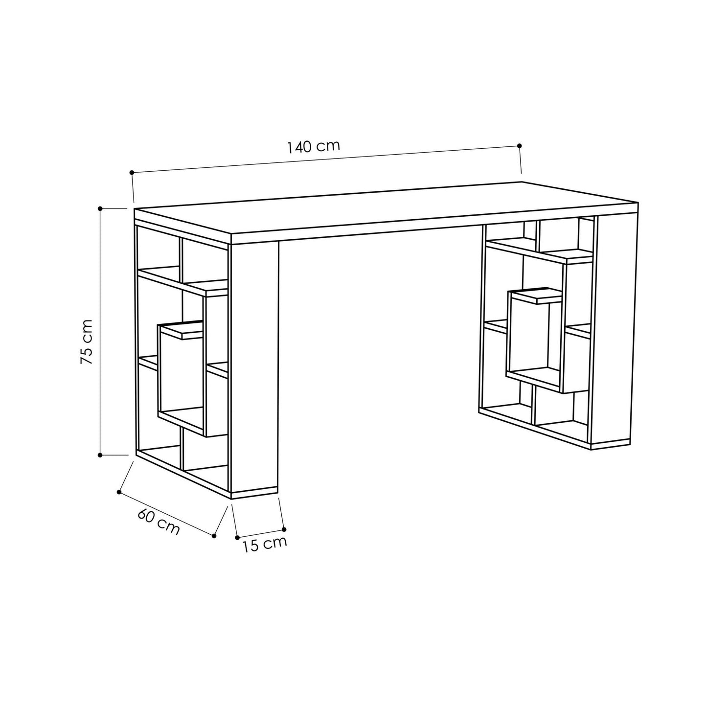 Biuro stalas Maze - White, Oak