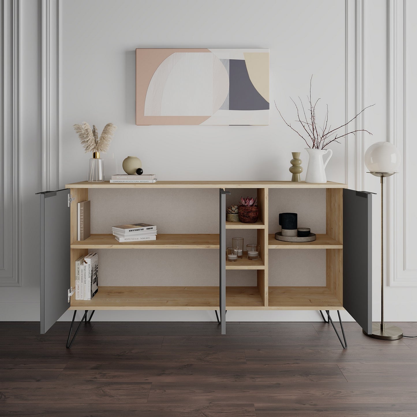 Konsolė Clara Console - Oak, Anthracite