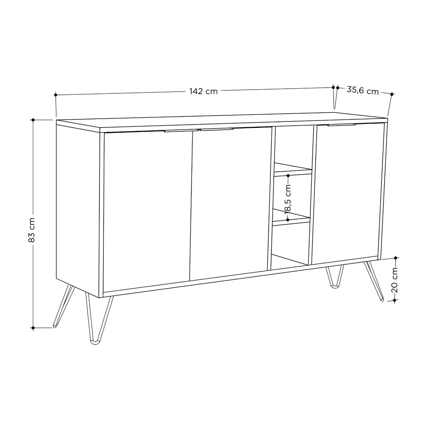 Konsolė Clara Console - Oak, Anthracite