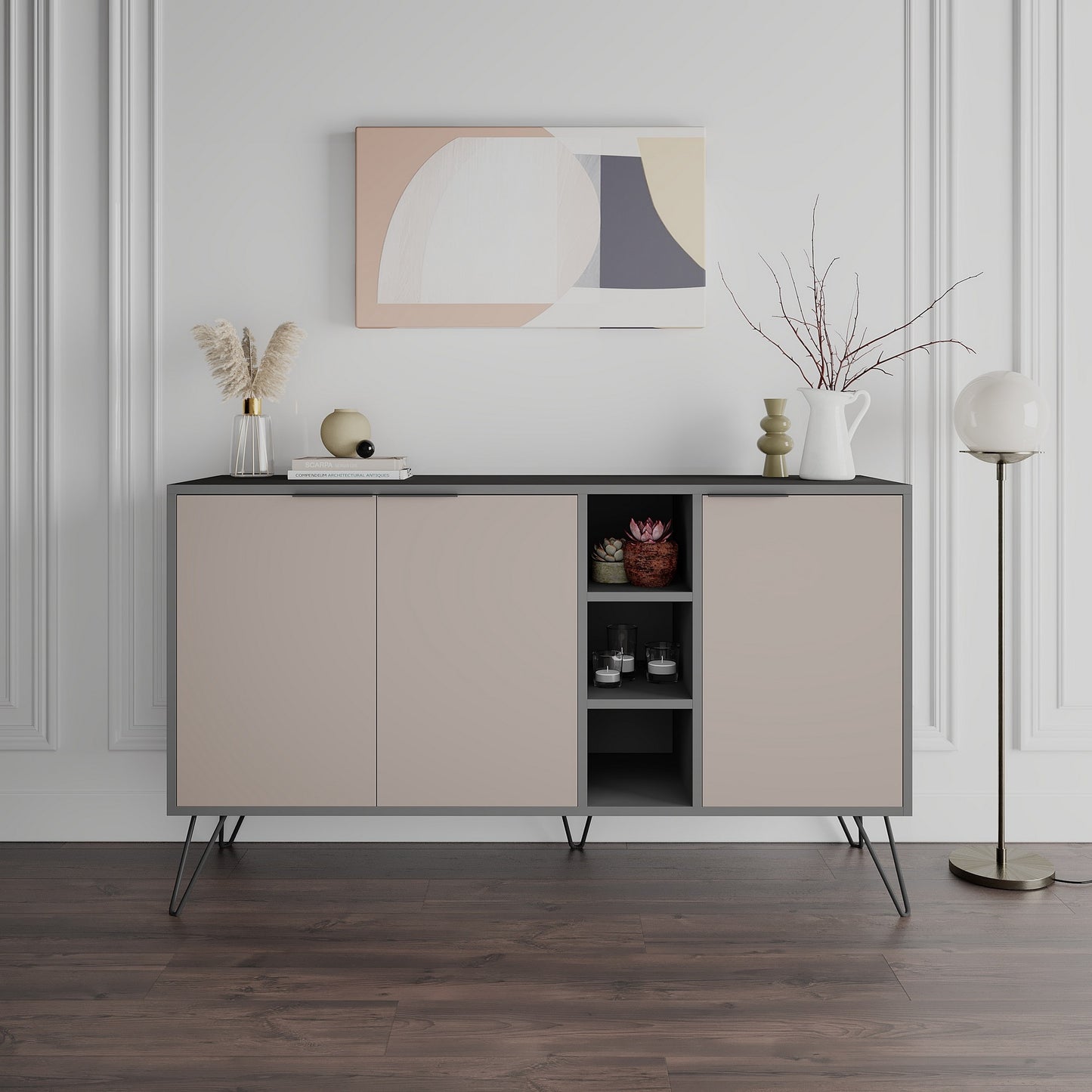 Konsolė Clara Console - Anthracite, Light Mocha