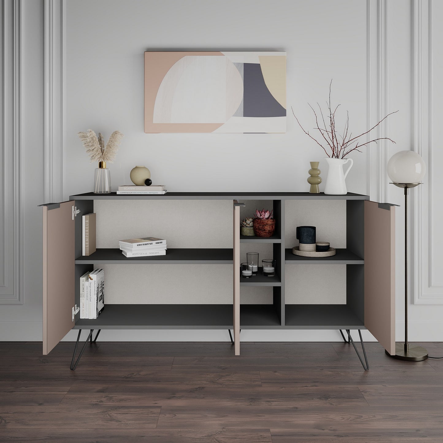 Konsolė Clara Console - Anthracite, Light Mocha