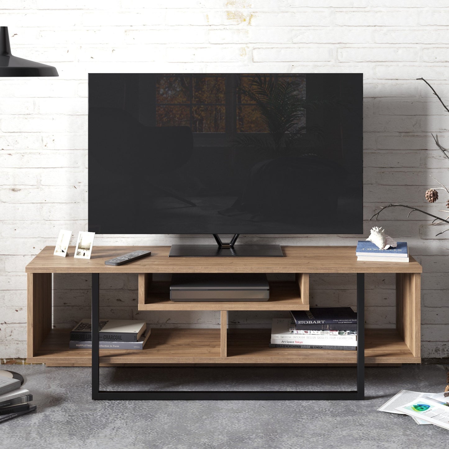 TV staliukas Asal (120) - Walnut, Black