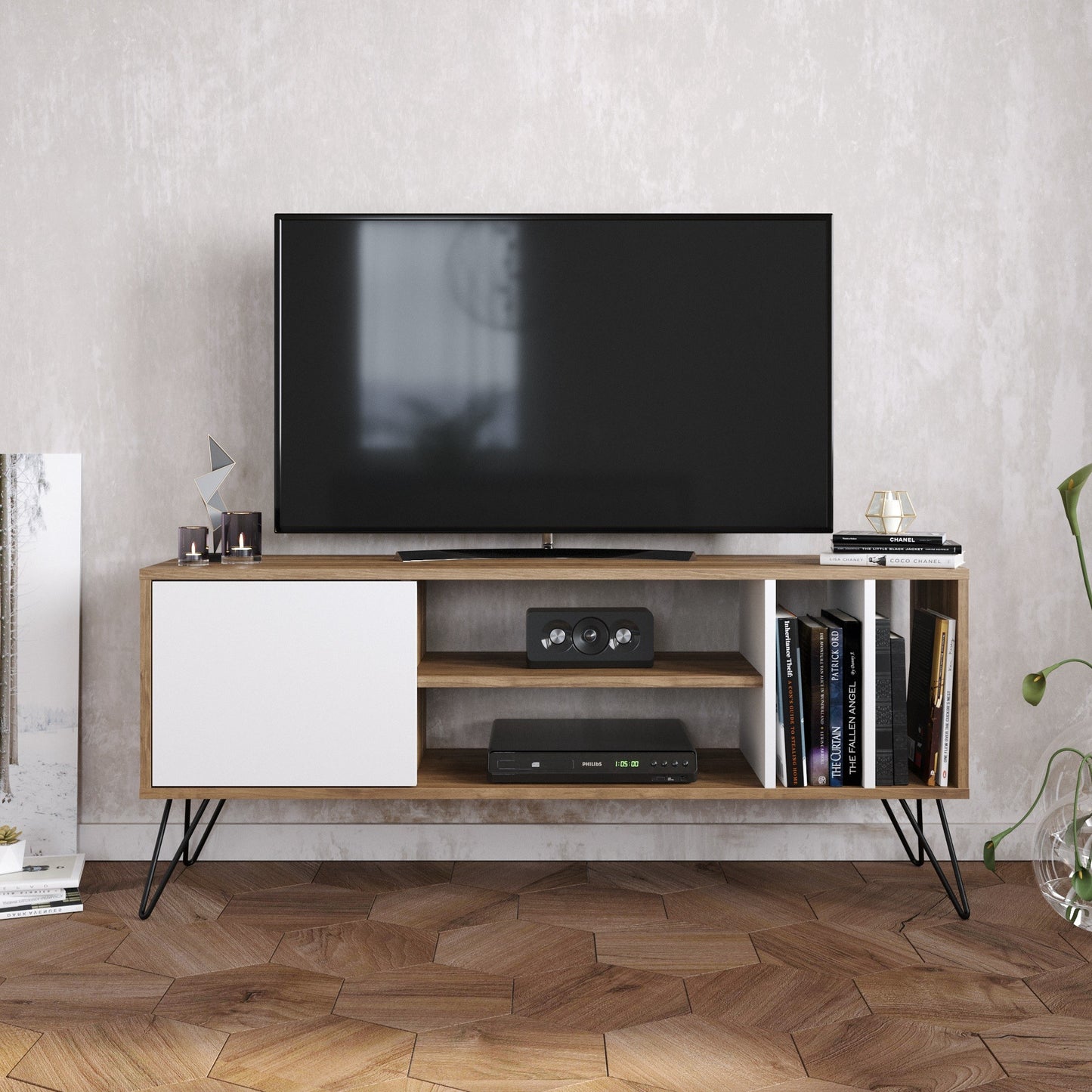 TV staliukas Mistico (140) - Walnut, White